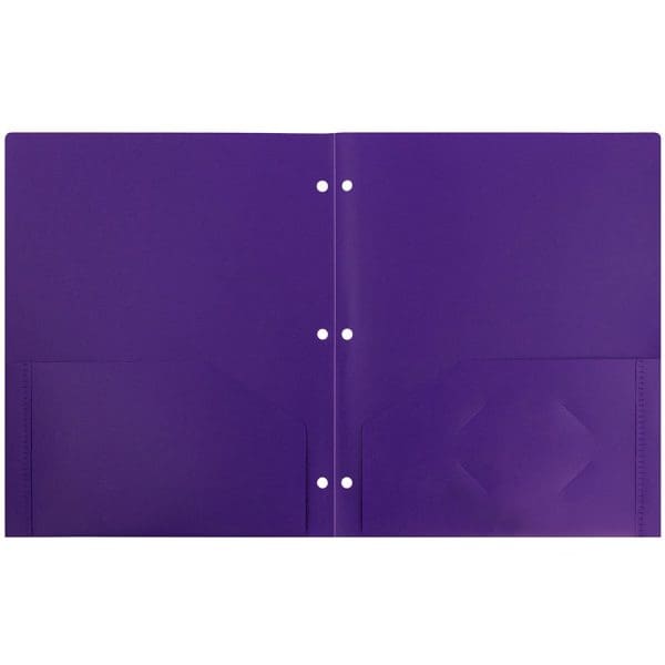 6 PCs Bundle JAM Paper 2 Pocket 3 Hole Punched Plastic Presentation School Folder, Purple - Image 3