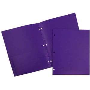 6 PCs Bundle JAM Paper 2 Pocket 3 Hole Punched Plastic Presentation School Folder, Purple