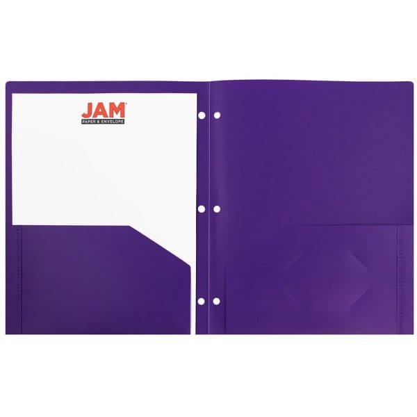 6 PCs Bundle JAM Paper 2 Pocket 3 Hole Punched Plastic Presentation School Folder, Purple - Image 2