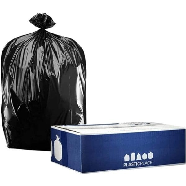 Plasticplace 55-60 Gallon Trash Bags - Black, case of 50 bags - Image 2