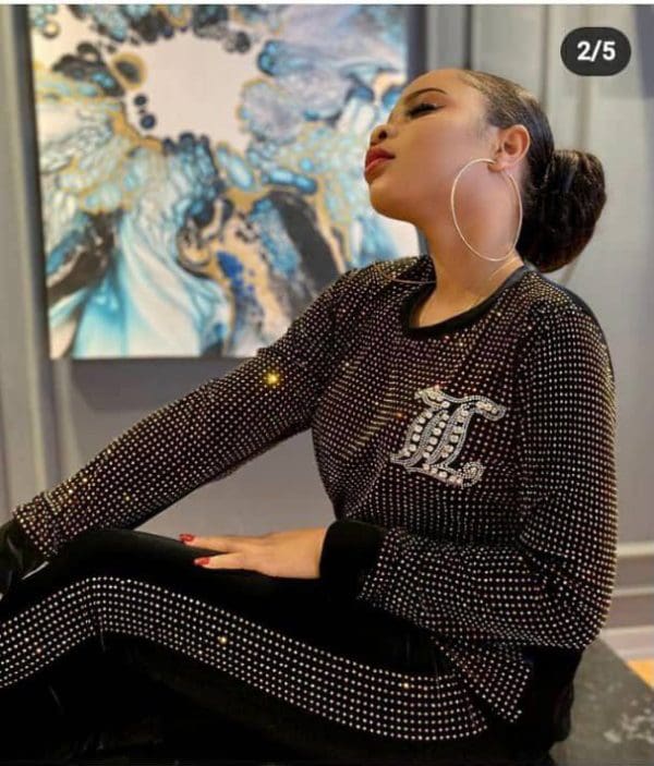 Women Long Sleeve Classy Elegant Sexy Outfit Set Soft Velvet With Shiny Rhinestones Formal Wear Tracksuit Black - Image 7