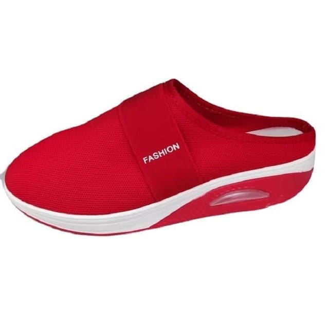Women Wedge Slippers Premium Slippers Vintage Anti-slip Casual Female Platform Retro Shoes Plus Size Orthopedic Diabetic Sandals (Red / Size :39)