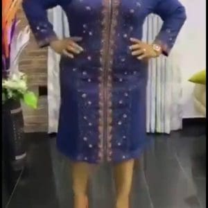 Women 1 PC Denim Blue Jean Dress With Front Glittering Stones Design Front Zip Up & Two Front Pockets Causal/Formal Wear Size 58