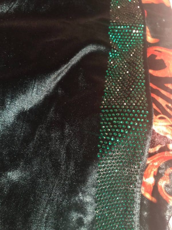 Jazzline Women 2 PCs Rhinestones Tiger Head Design Smooth Velvet Outfit Set Formal Wear Tracksuit With Hood Long Sleeve-Green (Sz 46) - Image 10