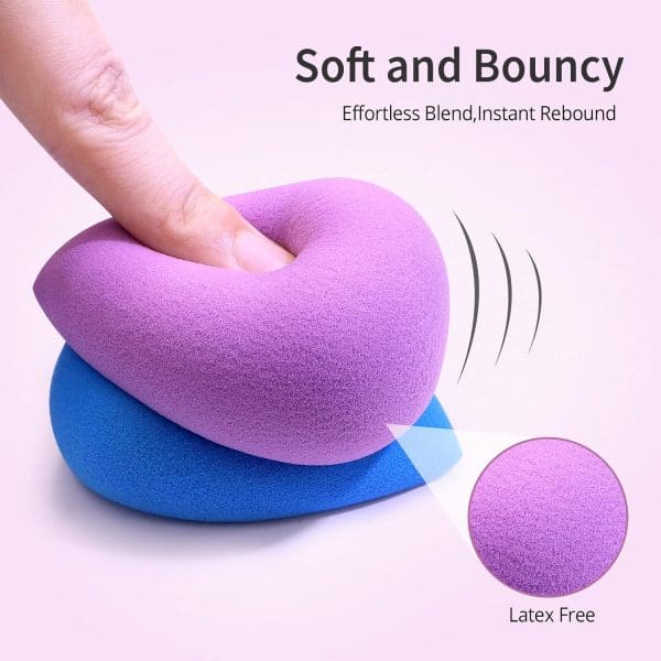 4+1Pcs Makeup Sponges with Powder Brush, Foundation Blending Sponge for Liquid Cream and Powder, Professional Beauty Sponge Blender & Kabuki Brush - Image 2