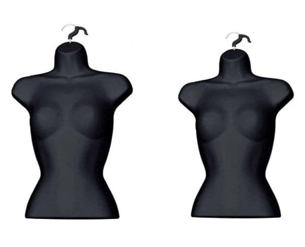 2 PCs Bundle: Female Half Body Plastic Display Mannequin (White/Black) - Image 3