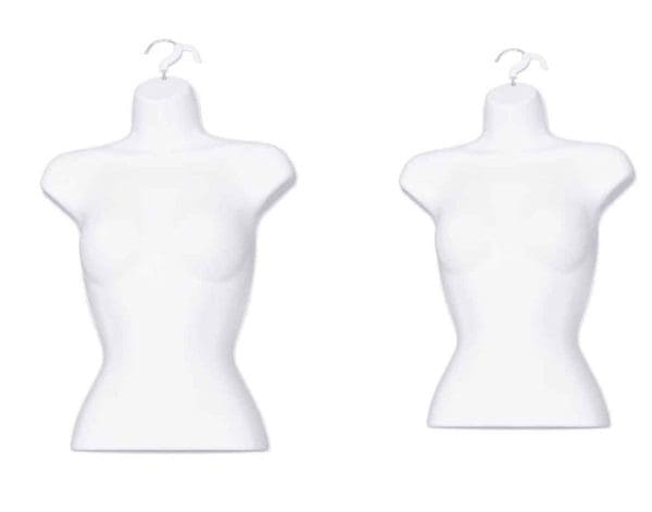 2 PCs Bundle: Female Half Body Plastic Display Mannequin (White/Black) - Image 2