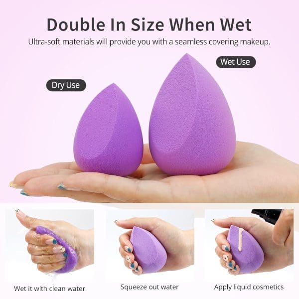 4+1Pcs Makeup Sponges with Powder Brush, Foundation Blending Sponge for Liquid Cream and Powder, Professional Beauty Sponge Blender & Kabuki Brush - Image 5
