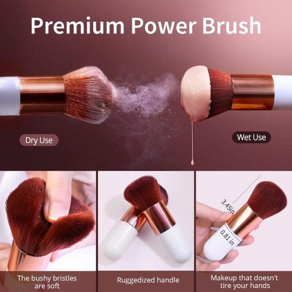 4+1Pcs Makeup Sponges with Powder Brush, Foundation Blending Sponge for Liquid Cream and Powder, Professional Beauty Sponge Blender & Kabuki Brush - Image 6