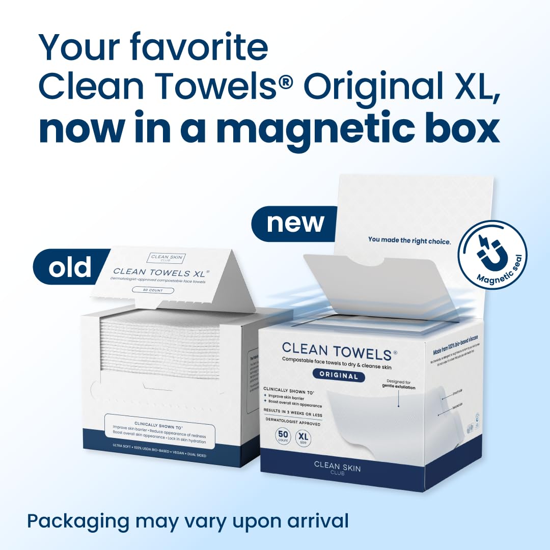 Clean Skin Club Clean Towels XL, 100% USDA Biobased Dermatologist Approved Face Towel, Disposable Clinically Tested Face Towelette, Makeup Remover... - Image 2