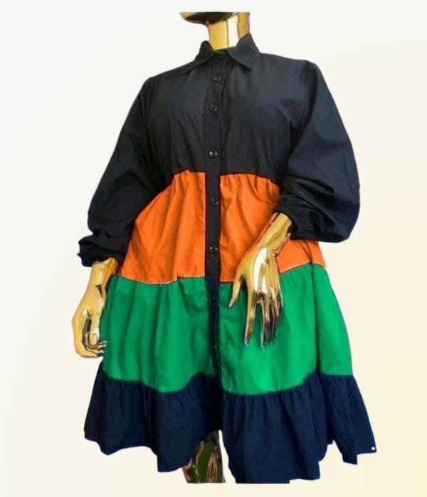 Hana Women Color Block Tunic Classy Casual Dress Special Occassion Formal Wear Black