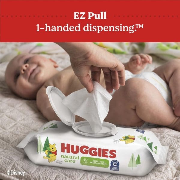 Huggies Natural Care Sensitive Baby Wipes, Unscented, Hypoallergenic, 99% Purified Water, 64 Count (Pack 0f 12) (768 Wipes Total) - Image 5