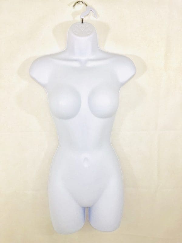 Female Full Plastic Display Mannequin With Swivel Hook For Stand Or Wall Hanging & Hollow Back-White - Image 2