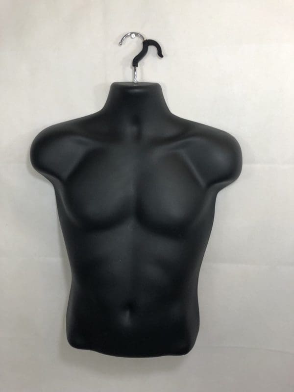 Male Half Plastic Display Mannequin With Swivel Hook For Stand Or Wall Hanging & Hollow Back-Black - Image 2