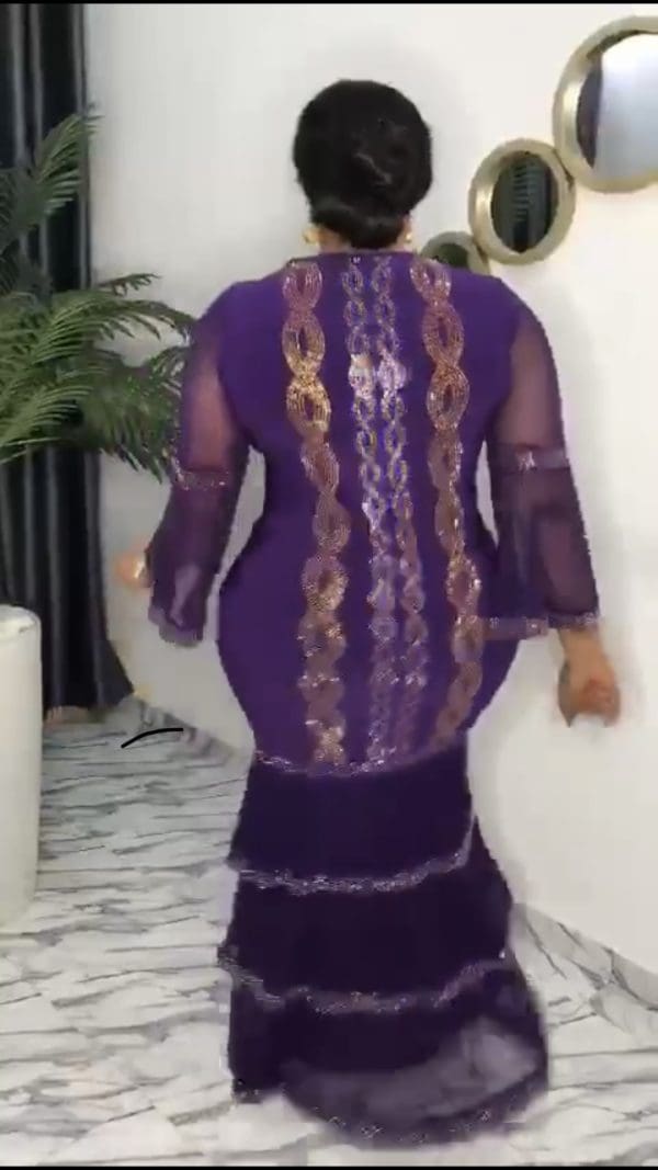 Women 1 PC Elegant Designed Front & Back Long Dress Turkey Made Size 48 Purple - Image 11