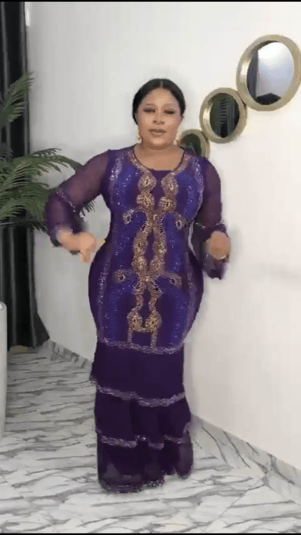 Women 1 PC Elegant Designed Front & Back Long Dress Turkey Made Size 48 Purple - Image 5