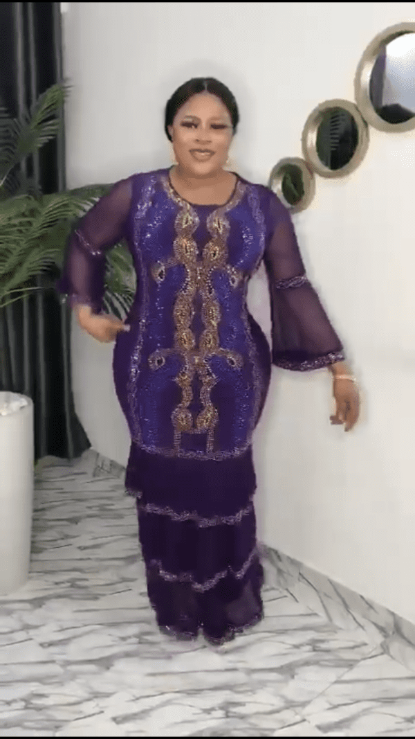 Women 1 PC Elegant Designed Front & Back Long Dress Turkey Made Size 48 Purple - Image 6