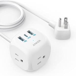 20W USB C Power Strip, 321 Power Strip with 3 Outlets and USB C Charging for iPhone 15/15 Plus/15 Pro/15 Pro Max, 5 ft Extension Cord, Power Charger