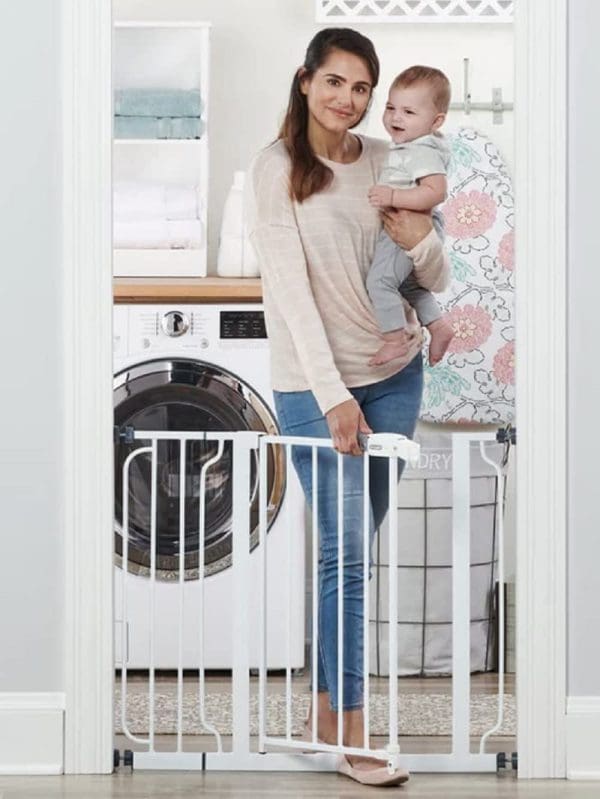 38.5-Inch Wide Walk Thru Baby Gate, Includes 6-Inch Extension Kit, Pressure Mount Kit, Wall Cups - Image 4