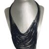 Brand New Women Multi-Strand Glass Tube Beaded Necklace With Earring Set - Dark Navy Blue