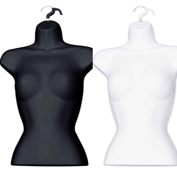 2 PCs Bundle: Female Half Body Plastic Display Mannequin (White/Black) - Image 4