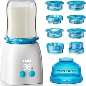 Bottle Warmer,Portable Bottle Warmer with 8 Adapters, Cordless Travel Bottle Warmer with 5 Accurate Temperature Control, Rechargeable Baby Bottle