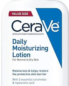 CeraVe Daily Moisturizing Lotion for Dry Skin | Body Lotion & Facial Moisturizer with Hyaluronic Acid and Ceramides | Fragrance Free | 19 Ounce