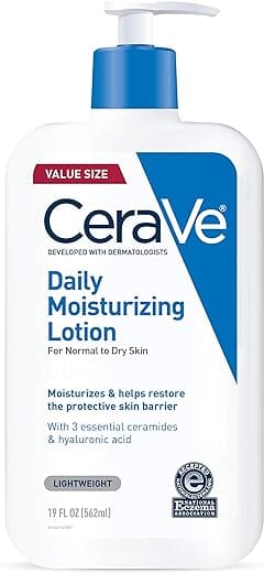 CeraVe Daily Moisturizing Lotion for Dry Skin | Body Lotion & Facial Moisturizer with Hyaluronic Acid and Ceramides | Fragrance Free | 19 Ounce