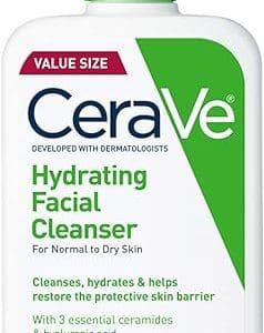 CeraVe Hydrating Facial Cleanser, Moisturizing Face Wash For Dry Skin, Hyaluronic Acid + Ceramides + Glycerin, Hydrating Cleanser For Normal To Dry Skin, National Eczema Association Certified
