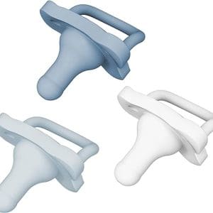HappyPaci 100% Silicone Pacifier 0-6m, BPA Free, White, Blue, Light Blue, 3 Pack