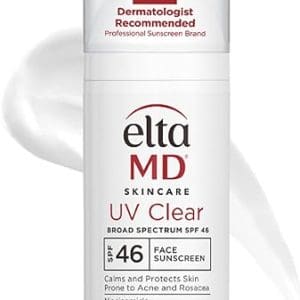 EltaMD UV Clear Face Sunscreen, SPF 46 Oil Free Sunscreen with Zinc Oxide, Protects and Calms Sensitive Skin and Acne-Prone Skin, Lightweight, Silky, Dermatologist Recommended 1.7oz Pump