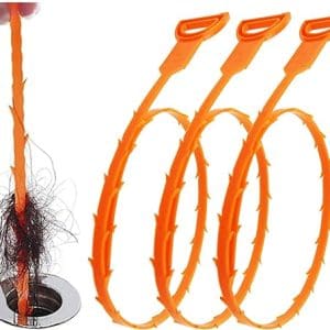 Forlivese 3 Pack 25 Inch Drain Clog Remover, Hair snake Tool Drain Opener