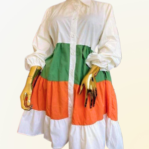 Hana Women Color Block Tunic Classy Casual Dress Special Occassion Formal Wear-White