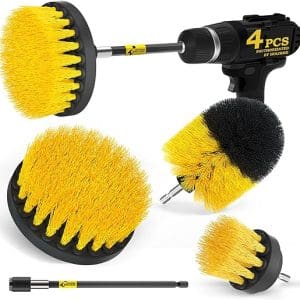Holikme 4 Pack Drill Brush Power Scrubber Cleaning Brush Extended Long Attachment Set All Purpose Drill Scrub Brushes Kit for Grout, Floor