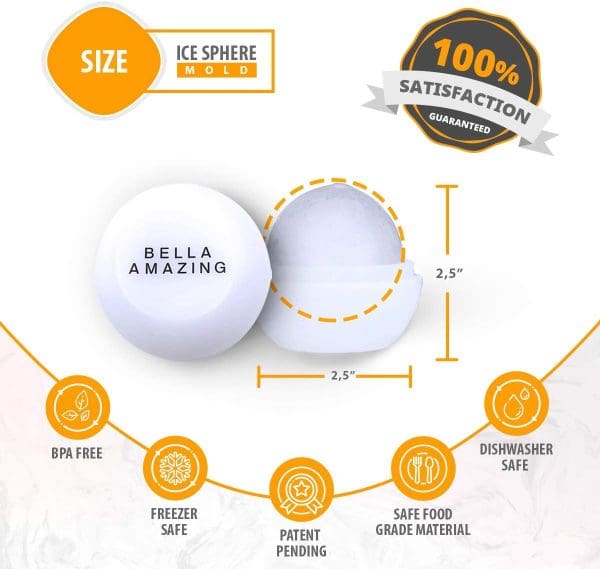 Ice Ball Mold Maker for Whiskey -5 PACK 2.5 Inch Silicone Round 5 Pack, White - Image 7