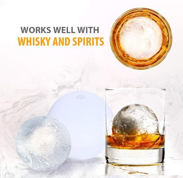 Ice Ball Mold Maker for Whiskey -5 PACK 2.5 Inch Silicone Round 5 Pack, White - Image 6