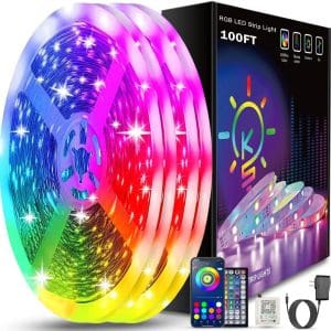 Keepsmile 100ft Led Strip Lights (2 Rolls of 50ft) Bluetooth Smart App Control Music Sync Color Changing RGB Led Light Strip with Remote,Led Lights...