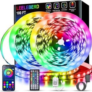 Leeleberd Led Lights for Bedroom 100 ft (2 Rolls of 50ft) Music Sync Color Changing RGB Led Strip Lights with Remote App Control Bluetooth Led...
