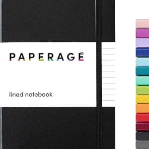 Lined Journal Notebook, (Black), 160 Pages, Medium 5.7 inches x 8 inches - 100 gsm Thick Paper, Hardcover