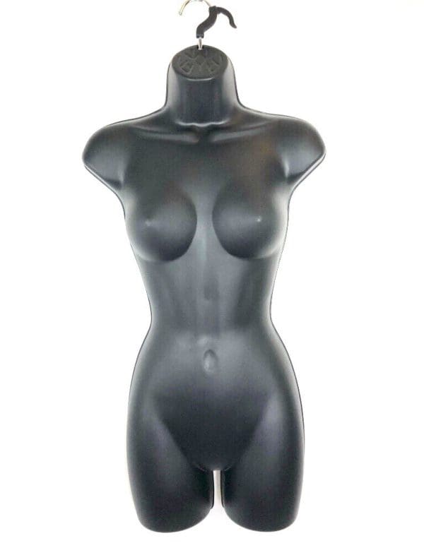 Female Full Plastic Display Mannequin With Swivel Hook For Stand Or Wall Hanging & Hollow Back-Black - Image 2