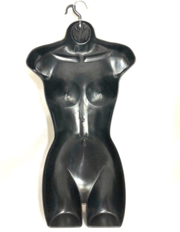 Female Full Plastic Display Mannequin With Swivel Hook For Stand Or Wall Hanging & Hollow Back-Black - Image 3