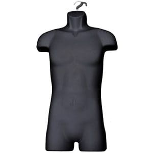 Male Full Plastic Display Mannequin With Swivel Hook For Stand Or Wall Hanging Black