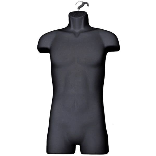 Male Full Plastic Display Mannequin With Swivel Hook For Stand Or Wall Hanging Black