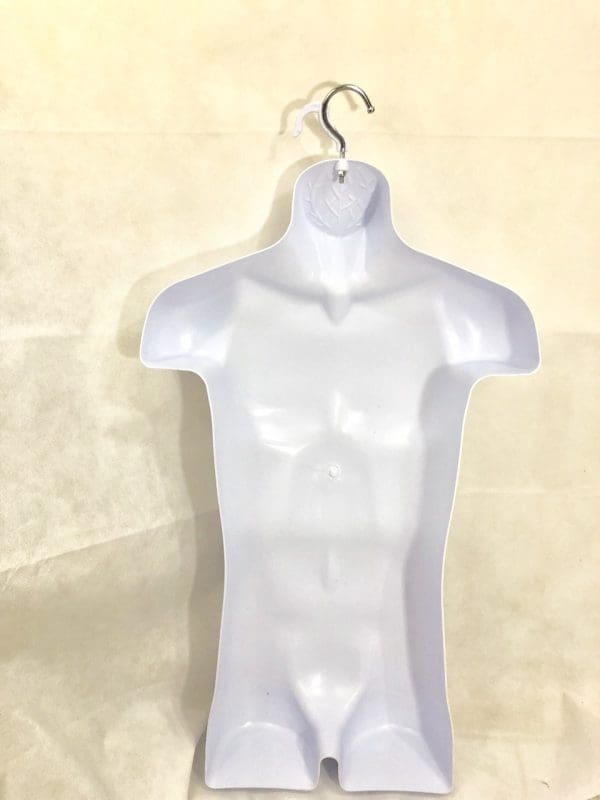Male Full Plastic Display Mannequin With Swivel Hook For Stand Or Wall Hanging & Hollow Back-White - Image 3