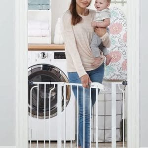 38.5-Inch Wide Walk Thru Baby Gate, Includes 6-Inch Extension Kit, Pressure Mount Kit, Wall Cups