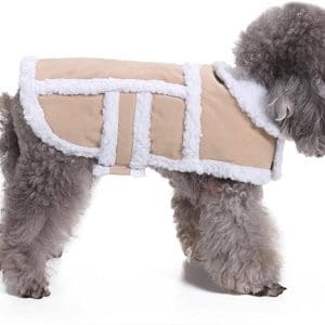 RYPET Small Dog Winter Coat - Shearling Fleece Dog Warm Coat for Small to Medium Breeds Dog Tan, Large