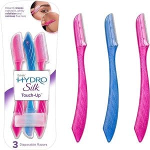 Schick Hydro Silk Touch-Up Dermaplaning Tool with Precision Cover, 3ct | Dermaplane Razor, Face Razors for Women, Peach Fuzz Remover