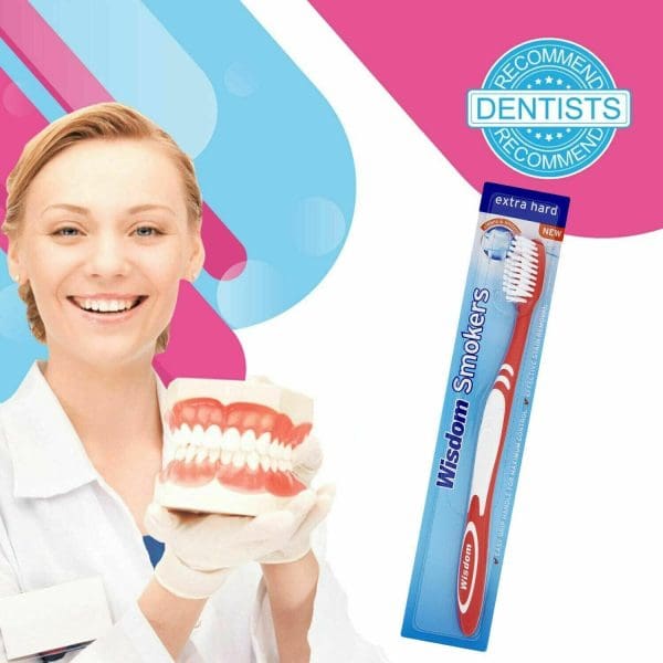 3X Wisdom Smokers Extra Hard Brush Toothbrush Red, White - Image 4