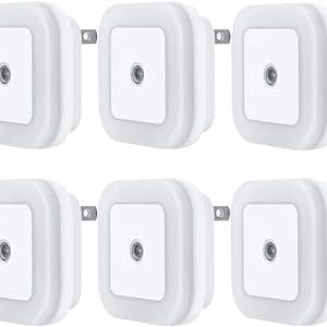 Uigos LED Night Light Lamp with Smart Sensor Dusk to Dawn Sensor, Daylight White, 0.5W Plug-in, 6-Pack