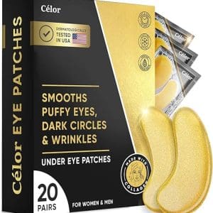Under Eye Patches (20 Pairs) - Golden Under Eye Mask Amino Acid & Collagen, Under Eye Mask for Face, Dark Circles and Puffiness, Beauty & Personal...